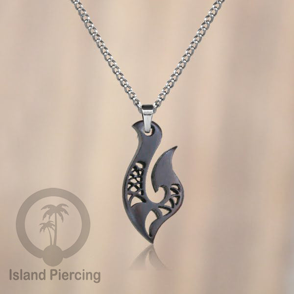 Kalung Tali Kulit dengan Liontin Kayu Tribal Wood Pendant Necklace Maori hook Spiral Turtle