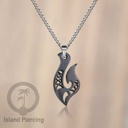 Kalung Tali Kulit dengan Liontin Kayu Tribal Wood Pendant Necklace Maori hook Spiral Turtle
