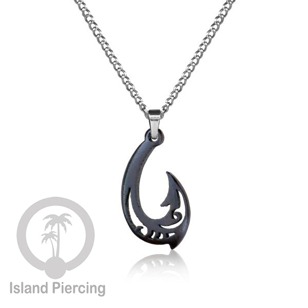 Kalung Tali Kulit dengan Liontin Kayu Tribal Wood Pendant Necklace Maori hook Spiral Turtle