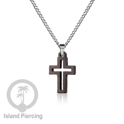 Kalung Tali Kulit dengan Liontin Kayu Popular Wood Pendant Necklace Spiral Peace Cross