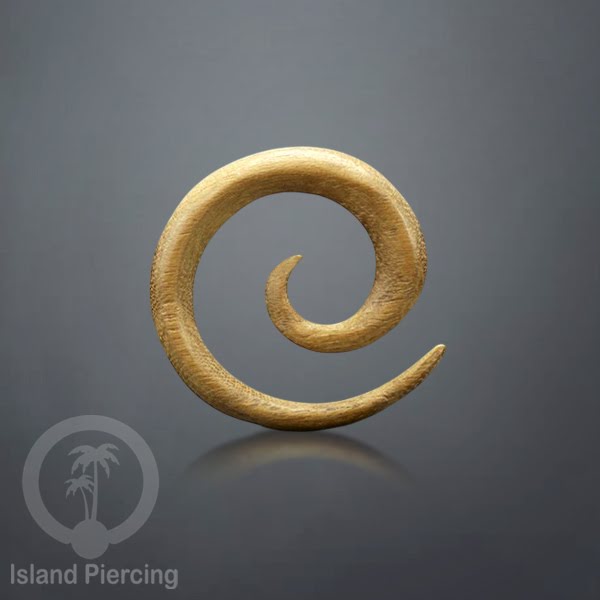 Aniting Tindik Spiral bahan Kayu polos banyak jenis kayu. Wooden Piercing Spirals