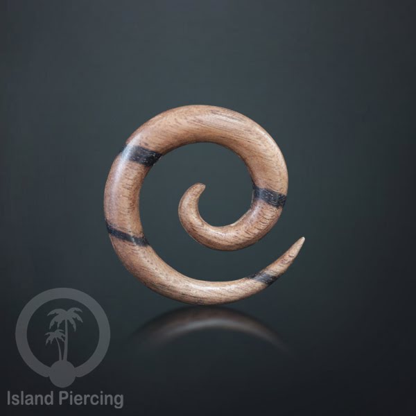 Aniting Tindik Spiral bahan Kayu polos banyak jenis kayu. Wooden Piercing Spirals