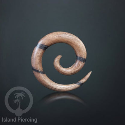Aniting Tindik Spiral bahan Kayu polos banyak jenis kayu. Wooden Piercing Spirals