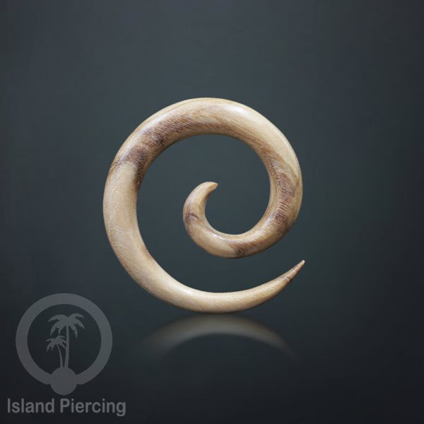 Aniting Tindik Spiral bahan Kayu polos banyak jenis kayu. Wooden Piercing Spirals