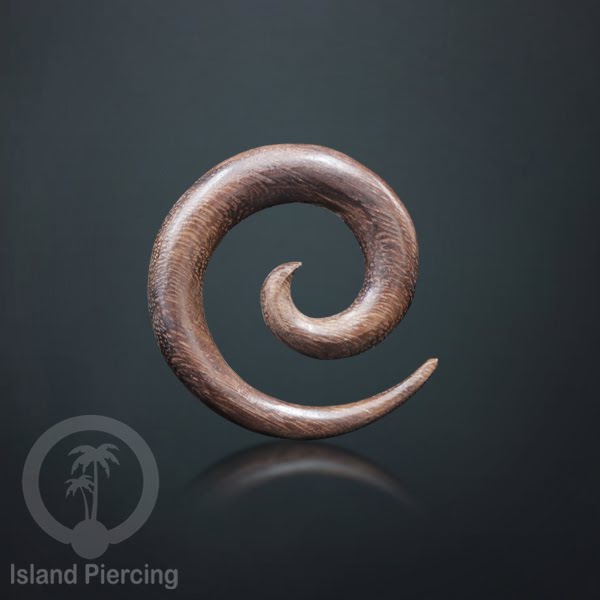 Aniting Tindik Spiral bahan Kayu polos banyak jenis kayu. Wooden Piercing Spirals
