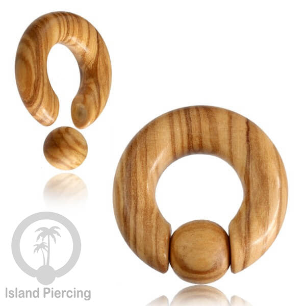 Tindik Kayu polos untuk lubang besar, Wood BCR Piercing pakai bola kayu/silicone