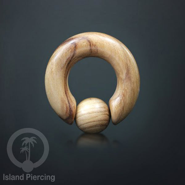 Tindik Kayu polos untuk lubang besar, Wood BCR Piercing pakai bola kayu/silicone