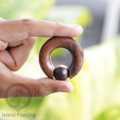 Tindik Kayu polos untuk lubang besar, Wood BCR Piercing pakai bola kayu/silicone