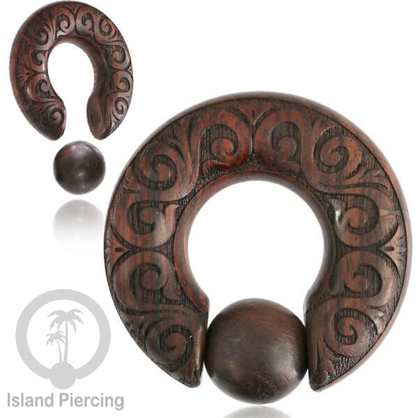 Anting Tindik kayu, Wood BCR piercing dengan ukiran pilihan banyak motif dan ukuran