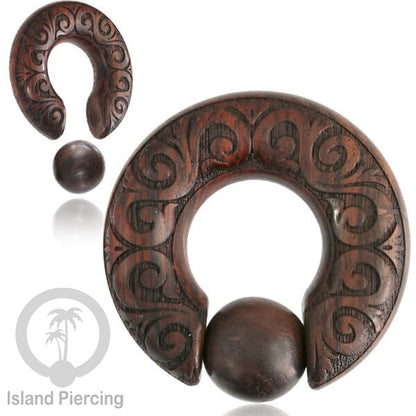 Anting Tindik kayu, Wood BCR piercing dengan ukiran pilihan banyak motif dan ukuran