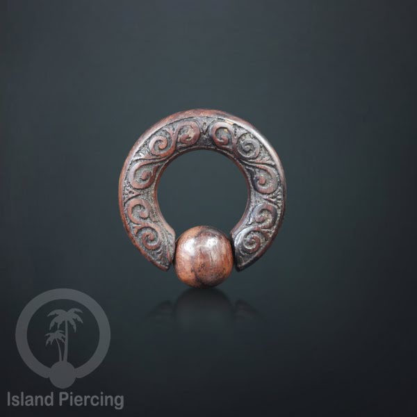 Anting Tindik kayu, Wood BCR piercing dengan ukiran pilihan banyak motif dan ukuran