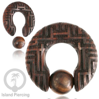 Anting Tindik kayu, Wood BCR piercing dengan ukiran pilihan banyak motif dan ukuran