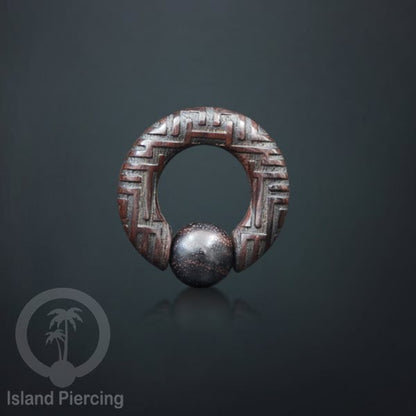 Anting Tindik kayu, Wood BCR piercing dengan ukiran pilihan banyak motif dan ukuran