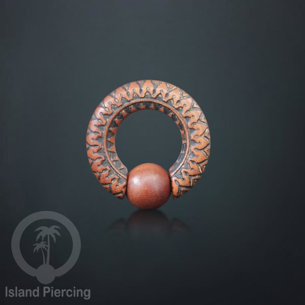 Anting Tindik kayu, Wood BCR piercing dengan ukiran pilihan banyak motif dan ukuran