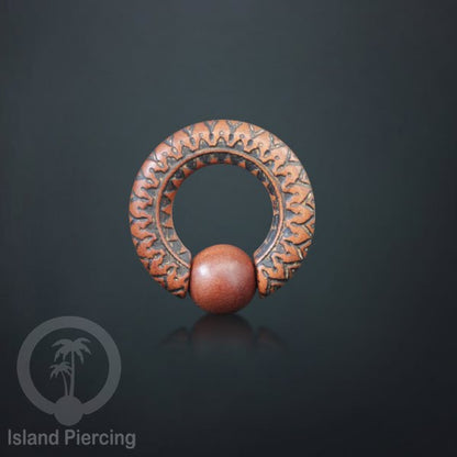 Anting Tindik kayu, Wood BCR piercing dengan ukiran pilihan banyak motif dan ukuran