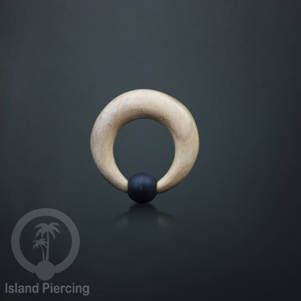 Tindik Kayu polos untuk lubang besar, Wood BCR Piercing pakai bola kayu/silicone