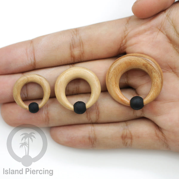 Tindik Kayu polos untuk lubang besar, Wood BCR Piercing pakai bola kayu/silicone