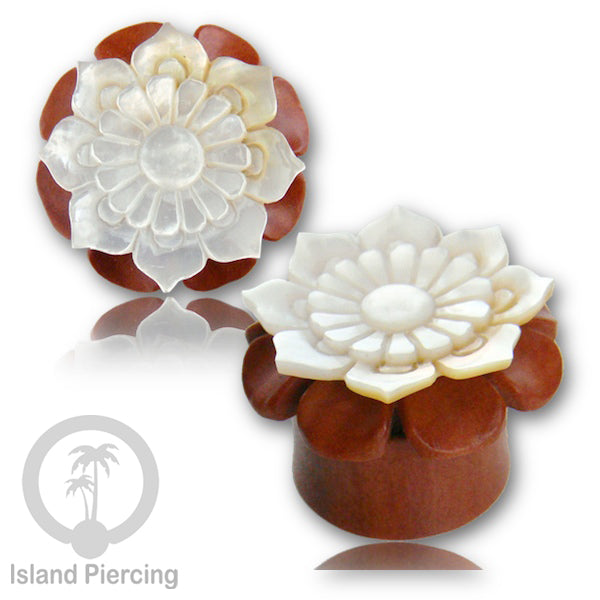 Anting Tindik Ear Plug ukiran tangan dari kayu, banyak motif termasuk yang pakai kerang laut