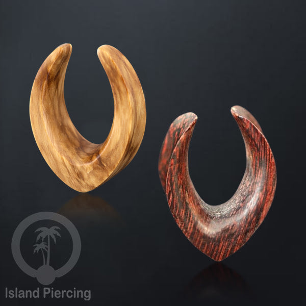 Wooden Ear Saddle Plug Anting Piercing Tindik Kayu buatan tangan dari Kayu Asam &amp; Olive