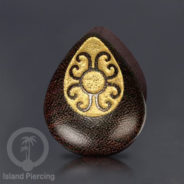 Wooden Ear Plug Teardrop Style Anting Tindik Kayu model Plug Tetes dengan Ukiran