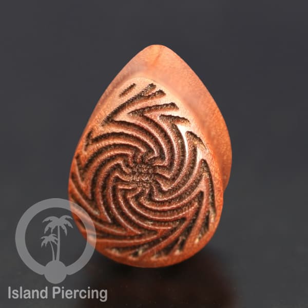 Wooden Ear Plug Teardrop Style Anting Tindik Kayu model Plug Tetes dengan Ukiran