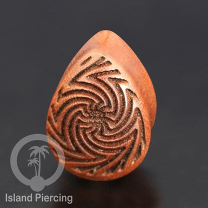 Wooden Ear Plug Teardrop Style Anting Tindik Kayu model Plug Tetes dengan Ukiran