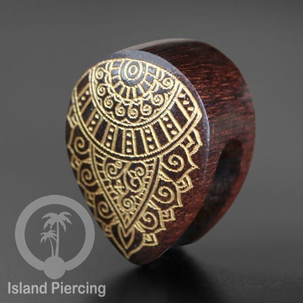 Wooden Ear Plug Teardrop Style Anting Tindik Kayu model Plug Tetes dengan Ukiran