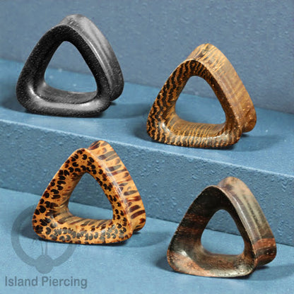 Plug Bolong Tindik Segitiga Triangle shaped Wooden Flesh Tunnel, Bali Style plug