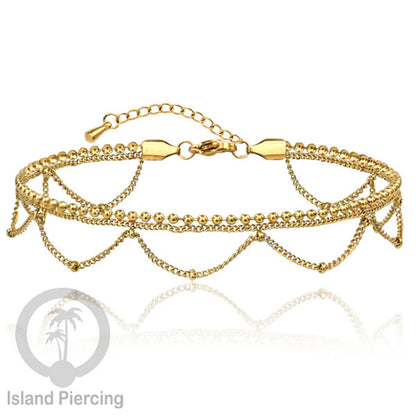 Gelang Kaki dari baja stainless warna emas. Steel anklets in many sizes.