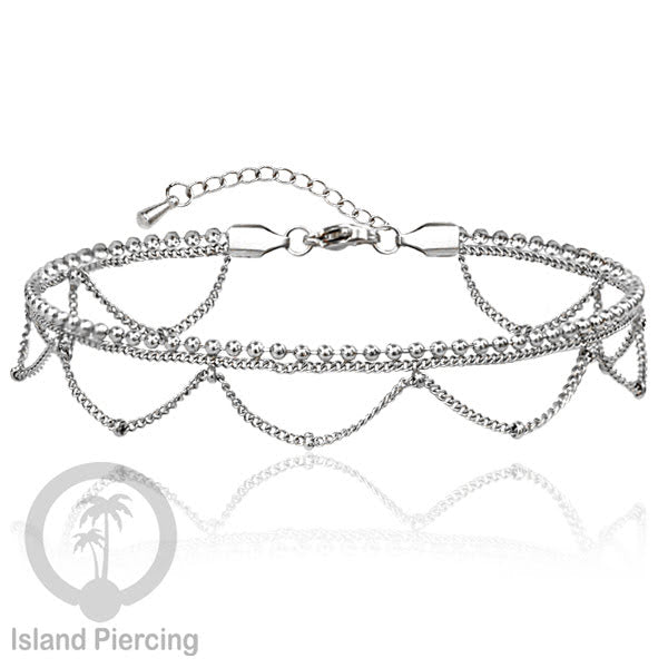 Gelang Kaki dari baja stainless warna silver. Steel anklets in many sizes.