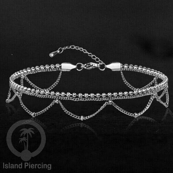 Gelang Kaki dari baja stainless warna silver. Steel anklets in many sizes.