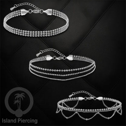 Gelang Kaki dari baja stainless warna silver. Steel anklets in many sizes.