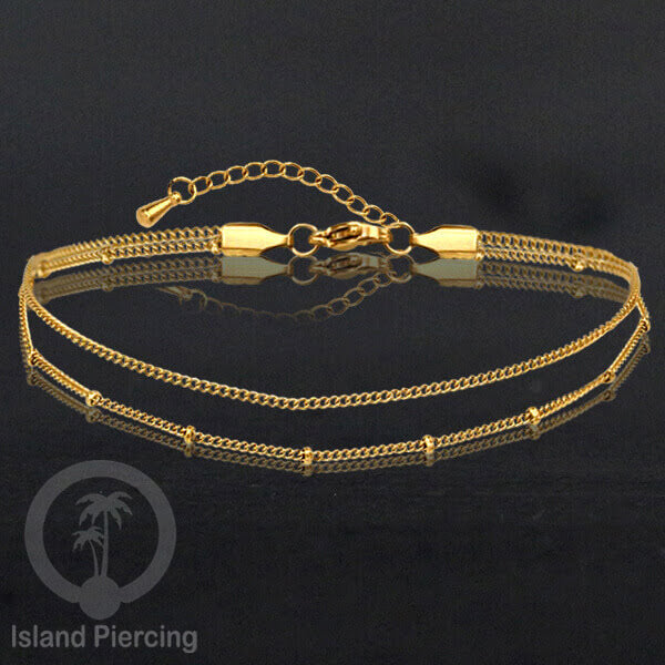 Gelang Kaki dari baja stainless warna emas. Steel anklets in many sizes.