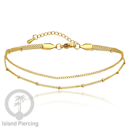 Gelang Kaki dari baja stainless warna emas. Steel anklets in many sizes.