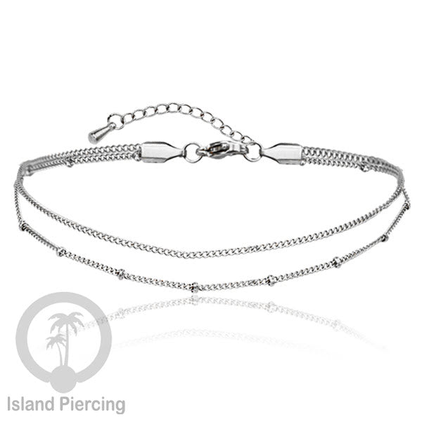 Gelang Kaki dari baja stainless warna silver. Steel anklets in many sizes.
