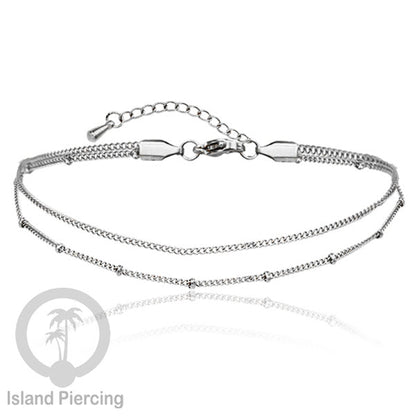 Gelang Kaki dari baja stainless warna silver. Steel anklets in many sizes.