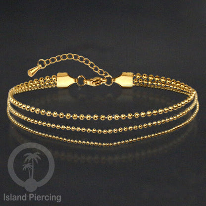 Gelang Kaki dari baja stainless warna emas. Steel anklets in many sizes.