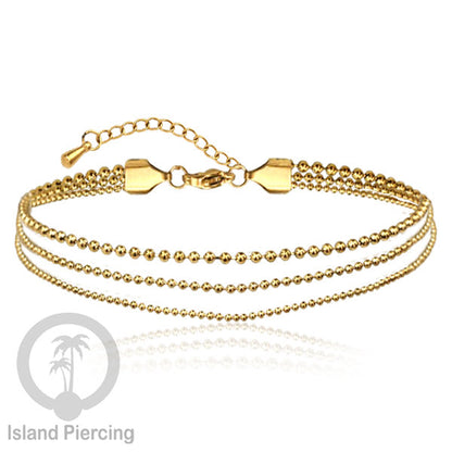 Gelang Kaki dari baja stainless warna emas. Steel anklets in many sizes.