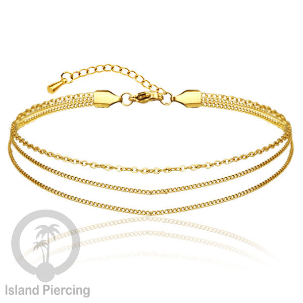 Gelang Kaki dari baja stainless warna emas. Steel anklets in many sizes.