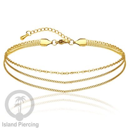 Gelang Kaki dari baja stainless warna emas. Steel anklets in many sizes.