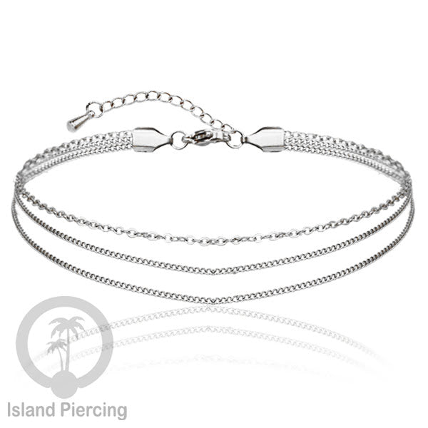 Gelang Kaki dari baja stainless warna silver. Steel anklets in many sizes.