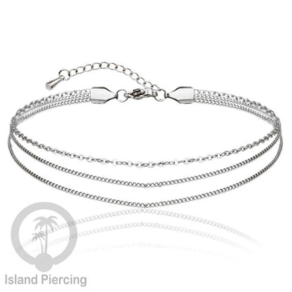 Gelang Kaki dari baja stainless warna silver. Steel anklets in many sizes.