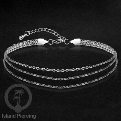 Gelang Kaki dari baja stainless warna silver. Steel anklets in many sizes.