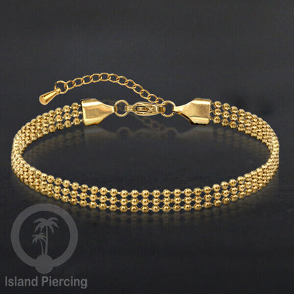 Gelang Kaki dari baja stainless warna emas. Steel anklets in many sizes.