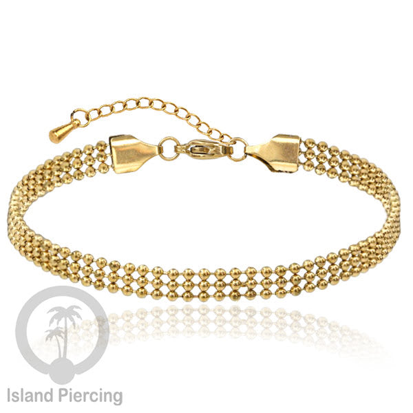Gelang Kaki dari baja stainless warna emas. Steel anklets in many sizes.