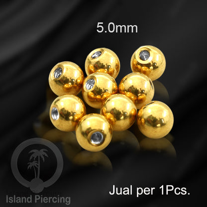 Bola Piercing untuk bar ukuran 1.6mm, Replacement Steel Piercing Balls External threading