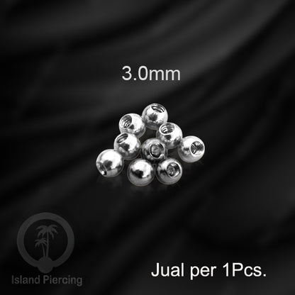 Bola Piercing untuk bar ukuran 1.6mm, Replacement Steel Piercing Balls External threading