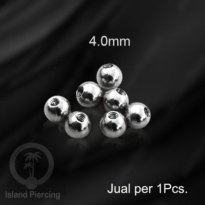 Bola Piercing untuk bar ukuran 1.6mm, Replacement Steel Piercing Balls External threading