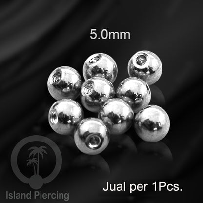 Bola Piercing untuk bar ukuran 1.6mm, Replacement Steel Piercing Balls External threading