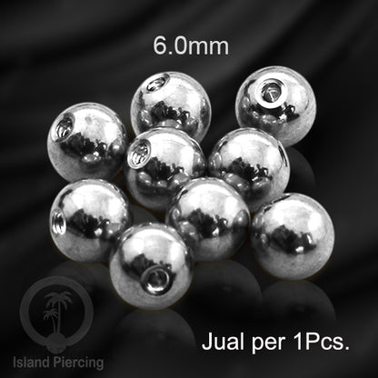 Bola Piercing untuk bar ukuran 1.6mm, Replacement Steel Piercing Balls External threading